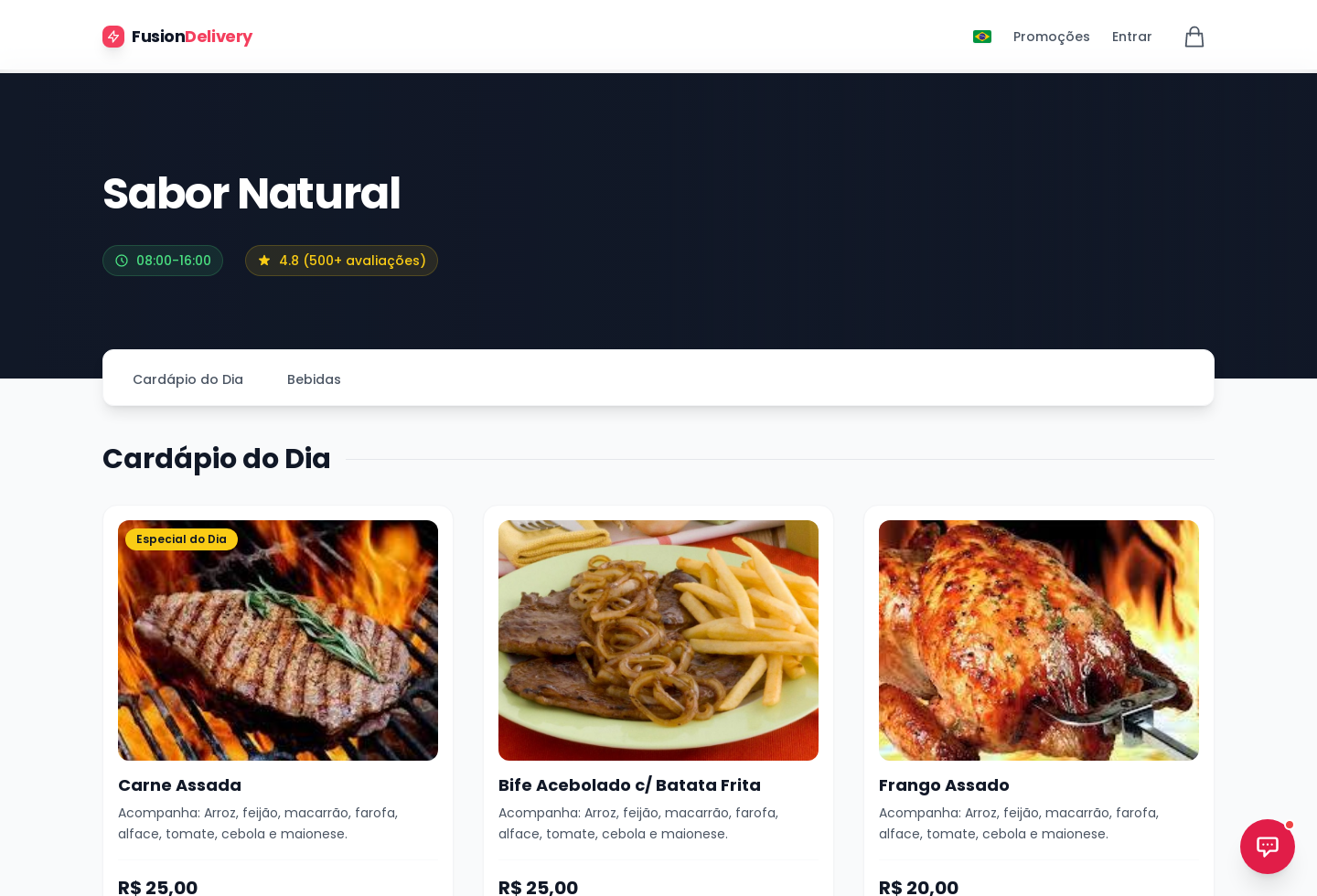 Screenshot real do Delivery FusionCore